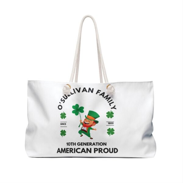 O"Sullivan Personalized St. Patrick's Day Weekender Bag - American Proud O'Sullivan Family Design - Image 2