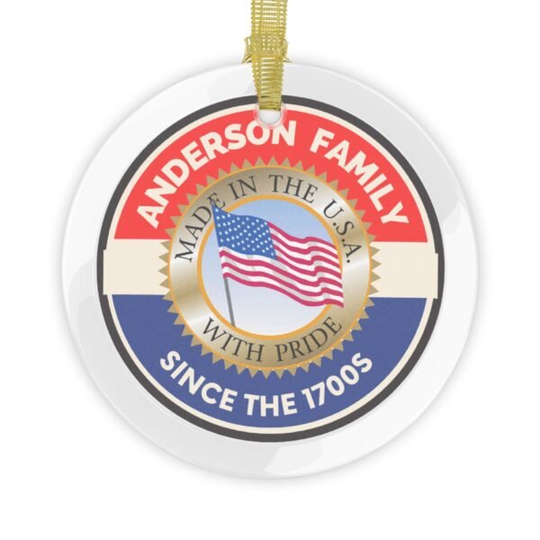 Amderson Family Glass Ornaments - Family Heritage Decor with American Flag - Image 4