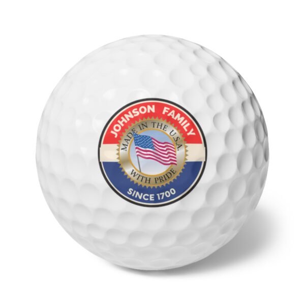 JOHNSON FAMILY Personalized Golf Balls Set - 6 Customized Family Golf Balls with USA Flag