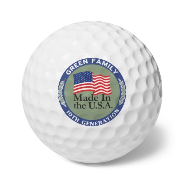 Green Family Personalized Golf Balls Set - 6 Customized Family Golf Balls with USA Flag