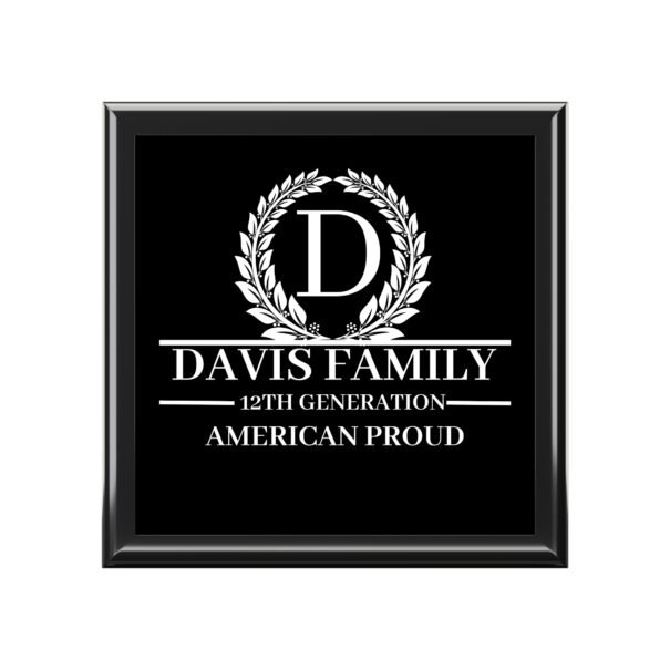 DAVIS Personalized Family Jewelry Box - American Proud Design for Generational Heritage